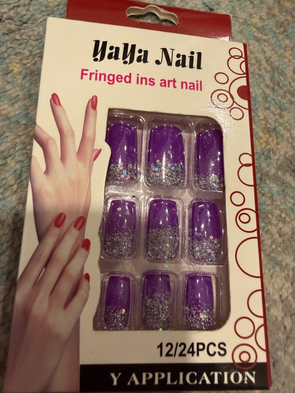YaYa Nail Purple Glitter Press-On Nails